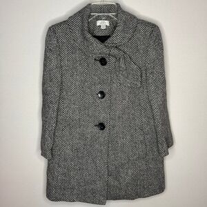Ann Taylor LOFT Women's Size 8 Black White Houndstooth Wool Blend Coat Statement